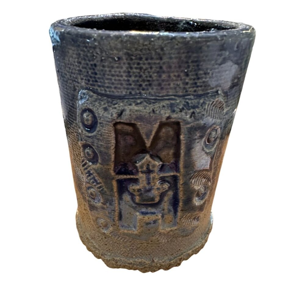 Handcrafted Vintage Ceramic Mug With Intricate Handle Design